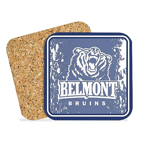 Belmont University Hardboard with Cork Backing Beverage Coasters Square (Set of 4) Coasters for Drinks (Belmont University 1)