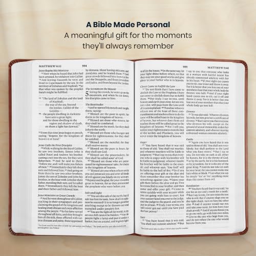Image of Personalized ESV Large Print Bible for Adult, Name Engraved, Standard Size | Customize Your Camel Faux Leather Bible Your Way, Stay-Open Lay-Flat & Easy-Read Two-Column, Christian Occasion Gift