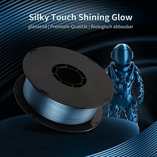 ANYCUBIC PLA Filament 1.75mm Silk Metallblau, 3D Drucker Filament 1.75 PLA 1kg Spool, Glänzend, Premium-Qualität, Biologisch abbaubar – Bild 3
