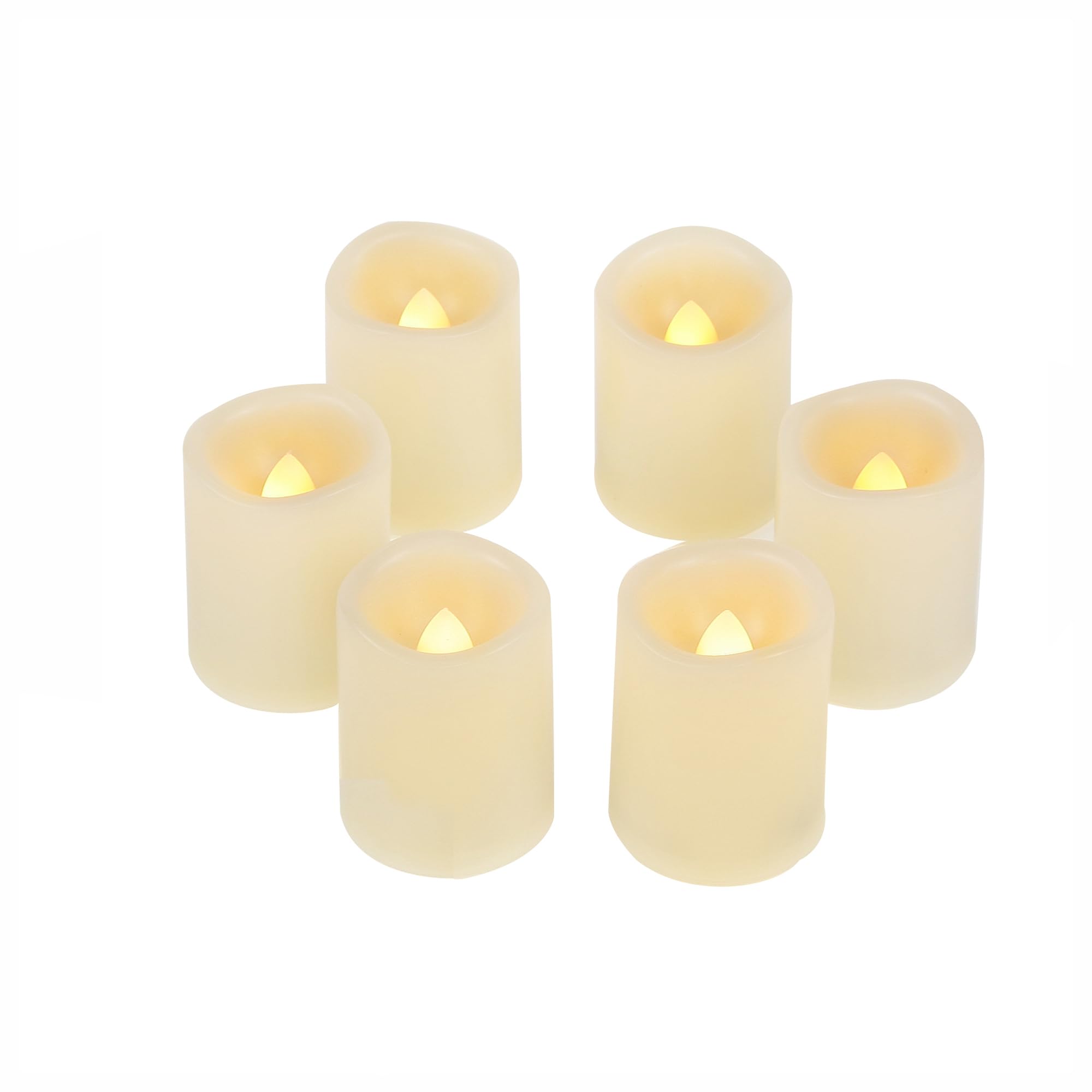 CANDLE CHOICE Battery Operated Flameless Votive Candles with Timer Long Lasting Realistic Flickering Electric Tea Lights Set Halloween Christmas Wedding Decorations Centerpieces Batteries Incl. 6 PCS