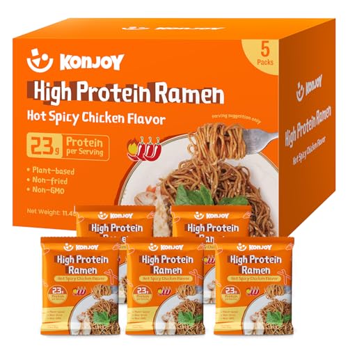 KONJOY High Protein Ramen Noodles - Hot Spicy Chicken Flavor,