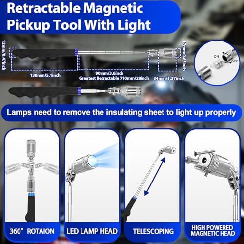 Image of Keze 17 Pcs Hook and Pick Set Auto Trim Removal Tool Kit,Clip Plier Remover Tool Gasket Scraper Telescoping Magnetic Pickup Tool for Automotive Repair and Car Body Door Panel Fastener Removal