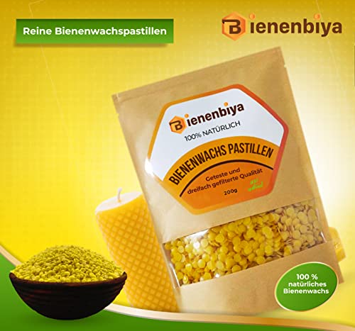 Bienenwachs Bienenbiya 100% reine Pastillen (200g) ohne Zusatzstoffe