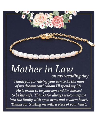Tarsus Mother in Law Bracelet, Mother of the Groom Gifts from Bride, Pearl Jewelry Wedding Day Gifts for Mother in Law from Daughter in Law