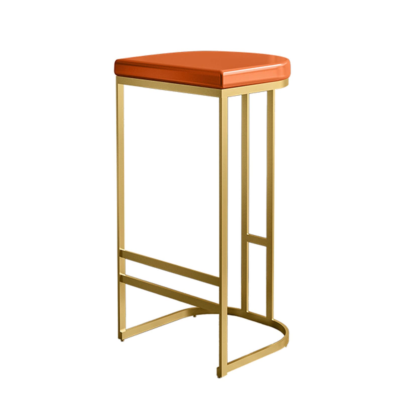 KLZUOPT Luxury Barstool Breakfast Kitchen Bar Stool Stylish Faux Leather Counter Height Chair Thick Padded with Footrest, High Back Breakfast Chair for Home,Orange Cushion,75cm Sitting Height