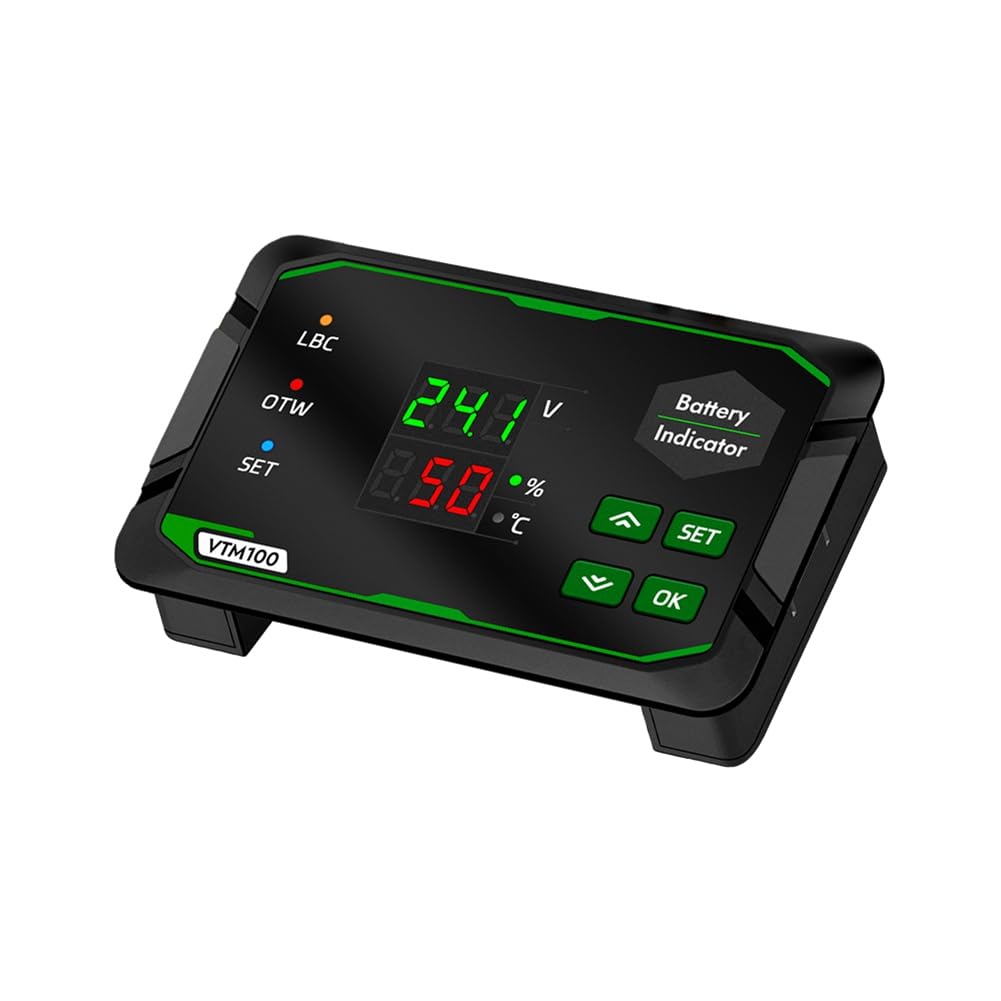 Xnuiasqe Battery Monitor Indicator Dc7-100V Battery Voltage Capacity Tester With Temperature Sensor Coulometer