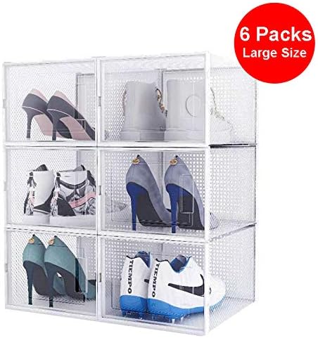 Miniatura 6 de AJP Distributors 6 estantes organizadores de zapatos plegables apilables para armarios y zapatos de entrada, contenedores de almacenamiento para