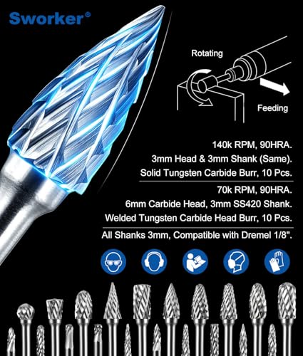 20Pcs Mini Carbide Burr Bits