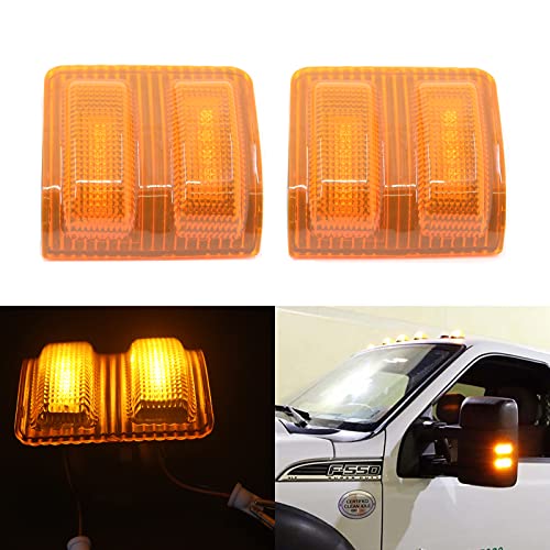 Xinctai 2PCS LED Side Mirror Marker Light Turn Signal Lamp for 2008 to 2016 Ford F250 F350 F450 F550 Super Duty Pickup Truck, Smoke Lens/Clear Lens (Yellow Original Lens)