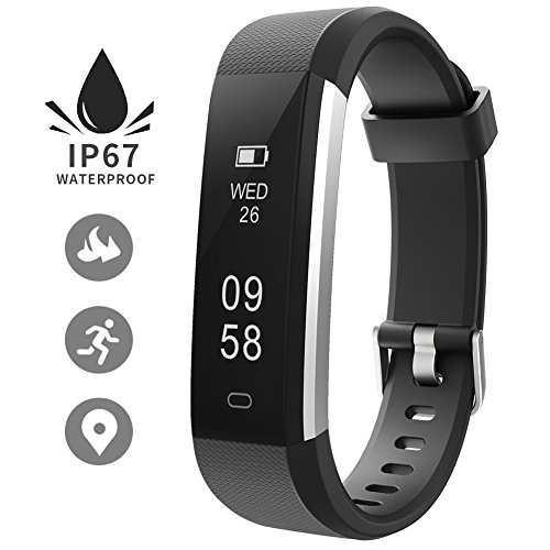 HOTSO Fitness Tracker Kids Size, Fitness Tracker Activity Watch, Waterproof Touch Screen Smart Bracelet for Women Men Kids iPhone Android with Sleep Monitor, Pedometer Step Calorie Counter, Black
