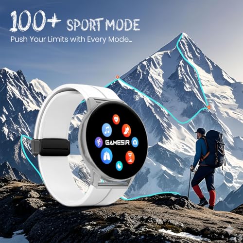 Image of GameSir Active 2 Smartwatch for Men & Women, 1.39 inch HD Round Display, Bluetooth Calling, Heart Rate & SPO₂, 100+ Sports Modes, IP67, Long Battery Life for Android & iOS (Magnetic White)