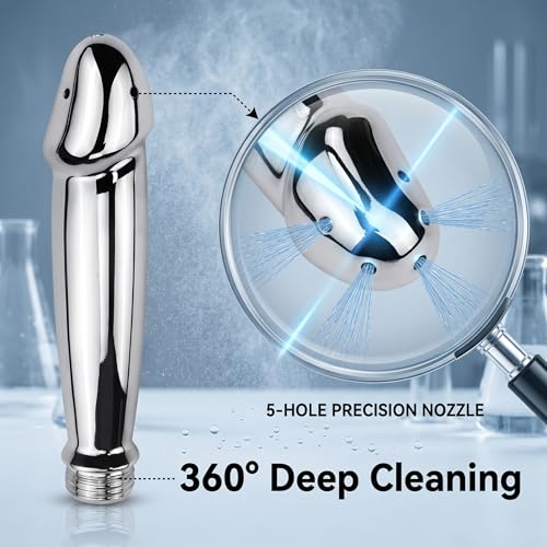 Image of Aluminum Shower Cleaner Enema Douche System,Handheld Water Shower Nozzle Anal Rinse Vaginal Cleaning Kit for Men and Women + Velvet Carry Bag