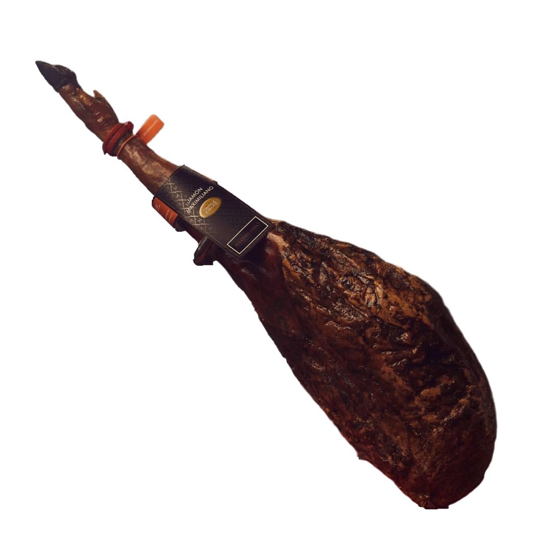 Maximiliano - Jamón Triple Equis - Jamón Curado - Pieza de 8 kg - Equilibrado, Delicado y Sutil - Curación Mayor 36 Meses - Crianza en Libertad - Incluye Tabla Jamonera