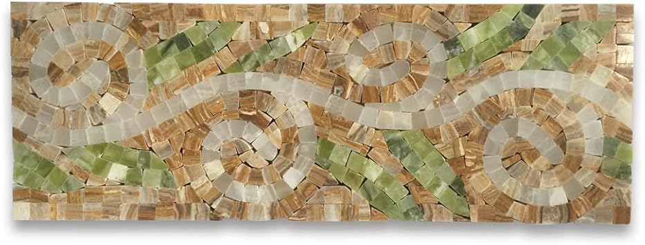 Stone Center Online Garden Onyx 4.7x13.4 Marble Mosaic Border Listello Tile Polished Kitchen Bath Wall Floor Backsplash Shower 1 Piece
