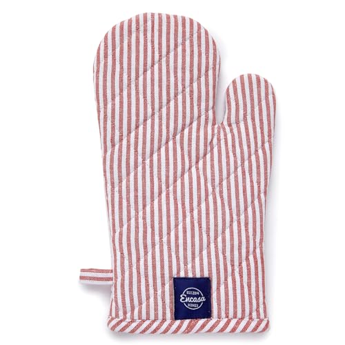 Encasa XO Long 18x30 cm Oven Microwave Hand Gloves Mitts (2 pc set) for Kitchen Cooking & Baking - Heat Resistant, Thick & Safe, Protection of Hands from Hot Utensils, Grill - Ticking Red - Image 5