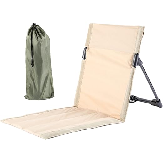 THE STYLE SUTRA Folding Beach Chair with Back Support Stadium Chair for Park Backyard Hiking Khaki Aluminum Tube