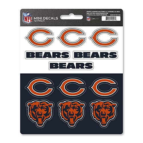 FANMATS 61115 Chicago Bears 12 Count Mini Decal Sticker Pack
