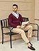 COOFANDY Mens V Neck Sweater Long Sleeve Cable Knit Sweater Christmas Sweater Preppy Style Wine Red
