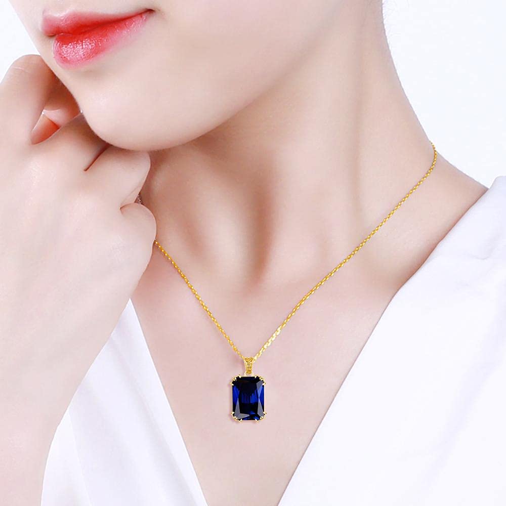 Colgante de Piedra Azul Mujer 14k Oro Astilla Collar Zafiro Joyas Colgantes Piedras Preciosas