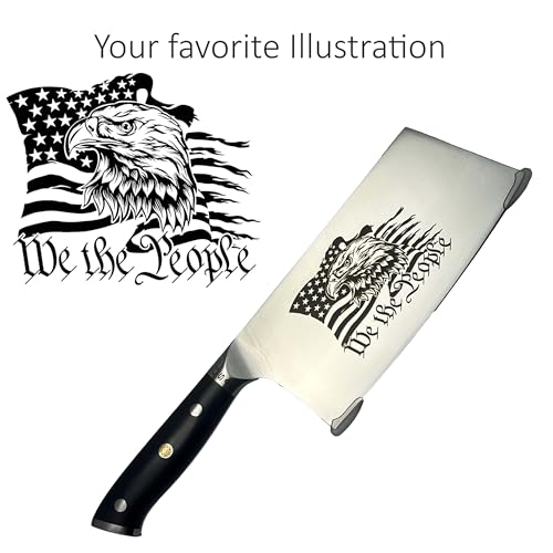 Image of Custom Chef Knife - Personalized Engraved 7 inch Cleaver, Corporate Gift, Real Estate Closing Gift, Retirement