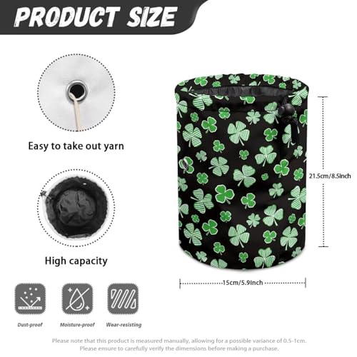 Image of Sellikakes St. Patrick's Day Lucky Leaf Crochet Bag Knitting Bag Yarn Storage Organizer Chrochet Mini Yarn Holder Storing Crochet Accessories