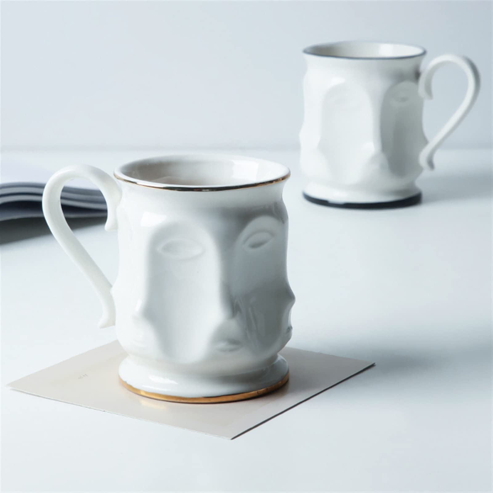 Taza De Café Taza creativa Personalidad Taza de café Frontera Cerámica Desayuno Café Leche Tea Tea Home Kitchen Bebida Diversión Regalo de cumpleaños Tazas Desayuno (Color : Gold Rim)