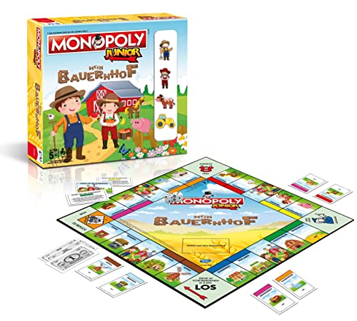Winning Moves Monopoly Junior Mein Bauernhof - Familienspiele Strategie Brettspiele Monopoly Mein Bauernhof Junior Edition - Brettspiel für Kinder - 2+ Spieler ab 5+ Jahren - Deutsch – Bild 4