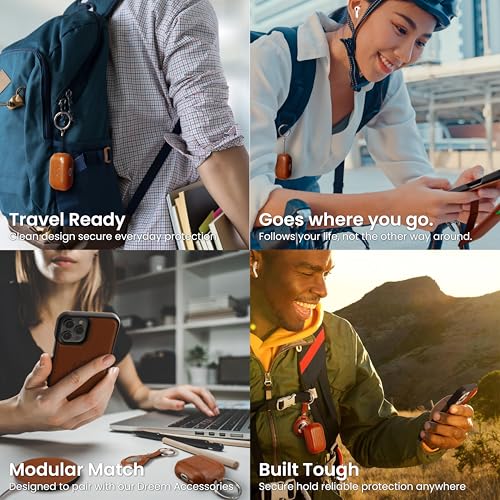 Coque AirPods Pro en cuir véritable Dreem, étui chic antichoc compatible MagSafe