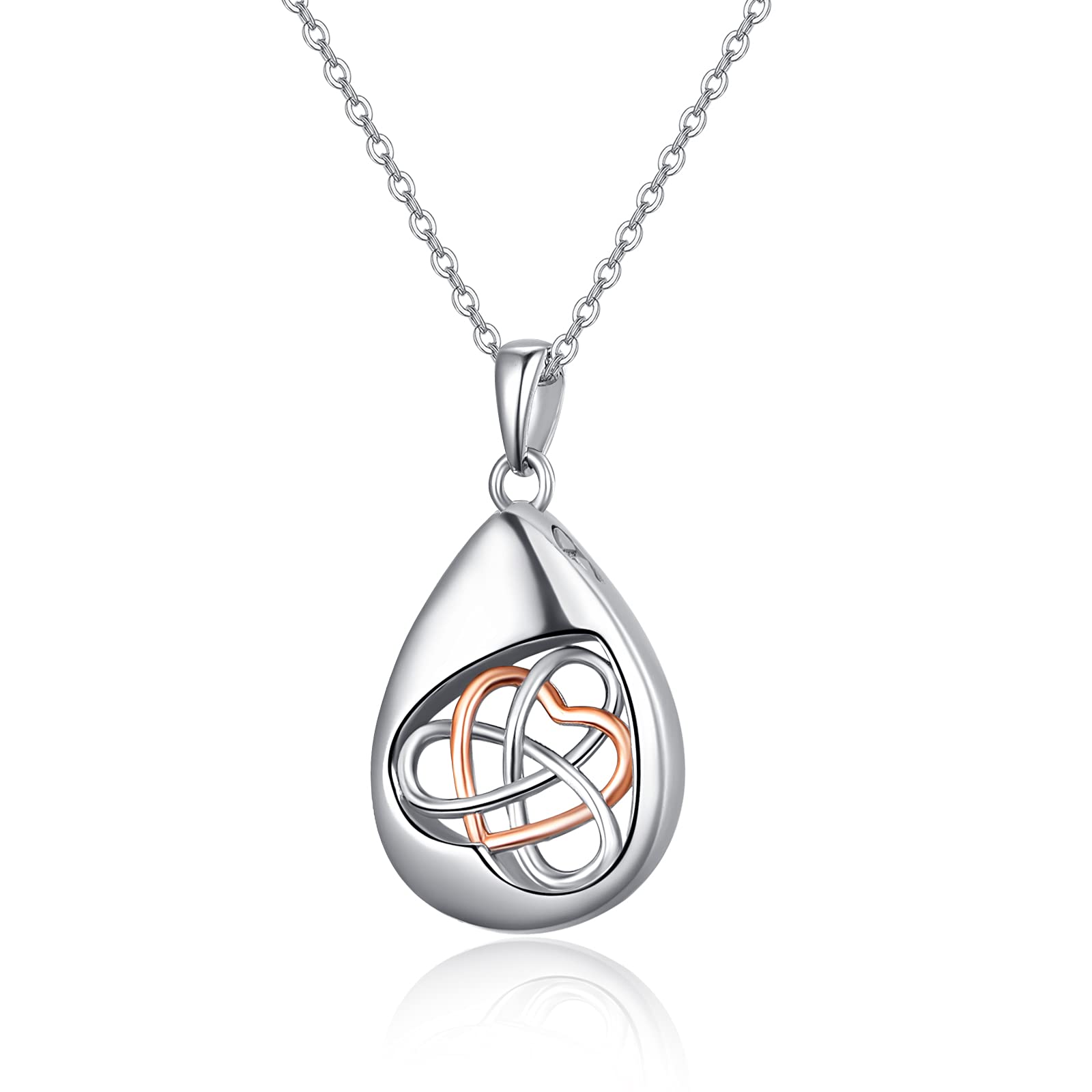 TANGPOETAshes Necklace 925 Sterling Silver Urn Necklace Memorial Cremation Jewellery for Ashes Keepsake Pendant Necklace for Mum Dad Women Men Pet with Funnel Filler Kit