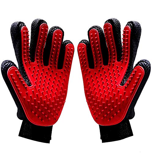 SYITCUN Pet Grooming Glove 2-in-1 Hair Remover Mitt Gentle Deshedding Brush and Massage Tool for Dog Cat Horses with Long Short Fur