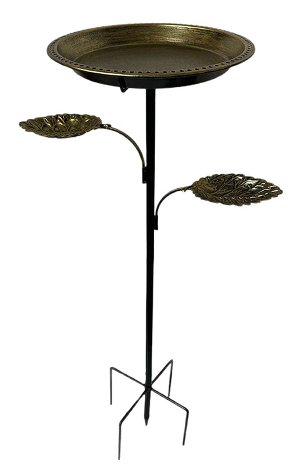 Bain d'oiseaux en MéTal avec 2 Mangeoires pour L'ExtéRieur, Support Vertical pour Jardin(Antique Bronze)