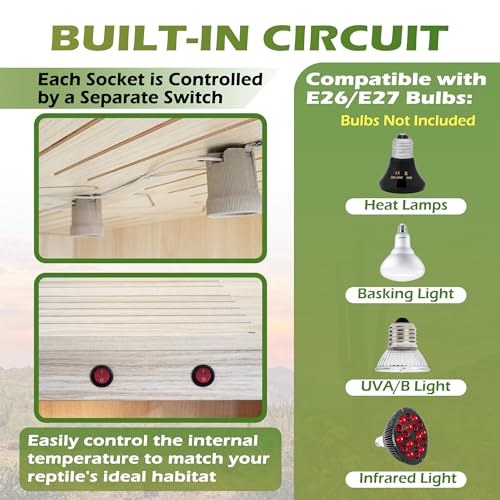 Image of Royxen Reptile Enclosure,36 Gallons Reptile Tank with Wooden Top and Lockable Design,Tempered Glass Bearded Dragon Tank for Lizard Gecko Habitat (Oak,32 inch Length)