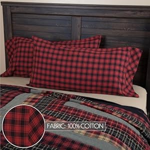Vhc brands cumberland bedding accessory king pillowcase set 21×40 red 2  urban country home decor