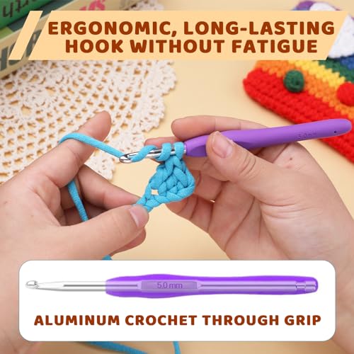 Image of Mayboos 13 Pcs Crochet Hooks Set, 2mm(b)-10mm(n) Crochet Hooks Set | 38 Pack Ergonomic Crochet Hooks Set, Crochet Starter Kit, Crochet Needle for Arthritic Hands with Storage Case for Beginners