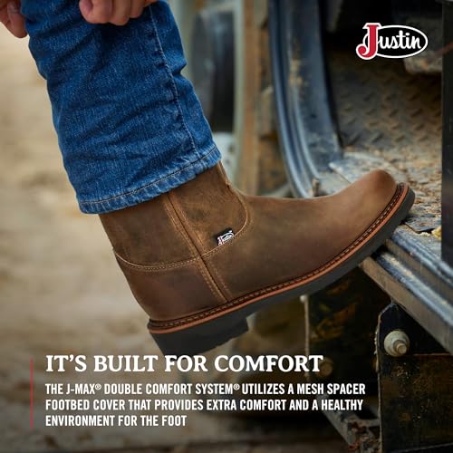 Justin Blueprint 11" Work Boots for Men - Round Toe Full-Grain Leather Cowboy Boots with Slip-resistant Outsole, EH-Rated4