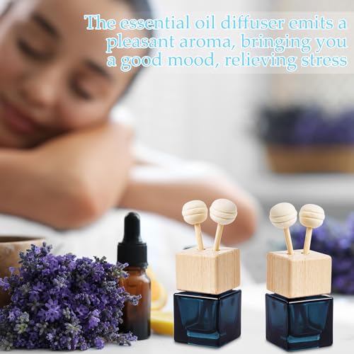Image of Zubebe 100 Pcs Car Diffuser Bottles Empty Bulk Vent Clip Car Air Freshener Diffuser for Essential Oil Perfume Glass Bottle with Wooden Caps Stick Fragrance Ornament (Gradient Black)