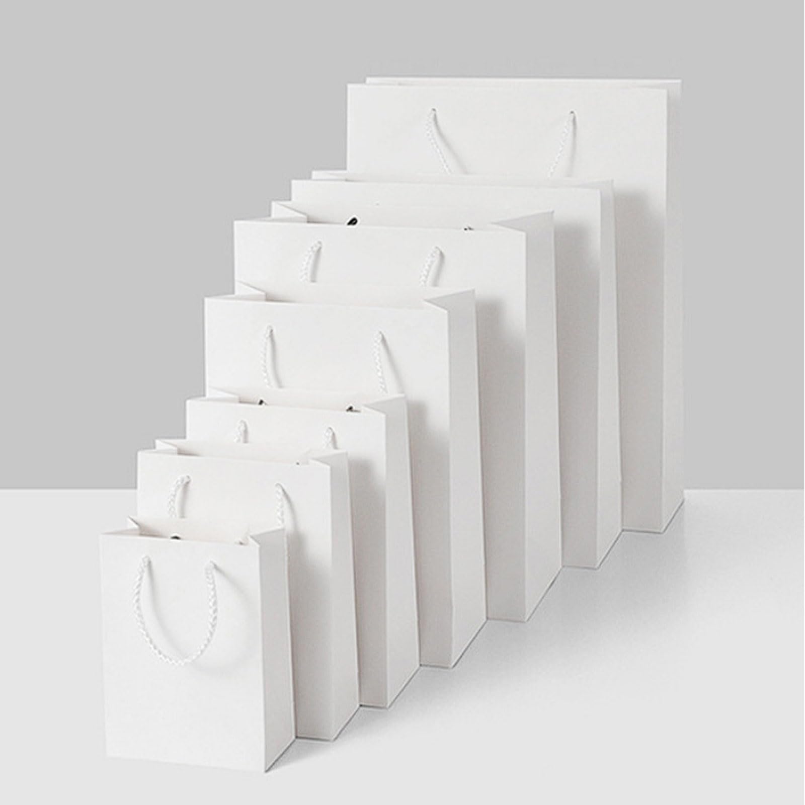 20er-Pack robuste Tragetaschen aus weißem Karton for Bekleidungsverpackungen, Brillen und Kosmetiktaschen mit Baumwollseilgriff(25 * 13 * 32cm)