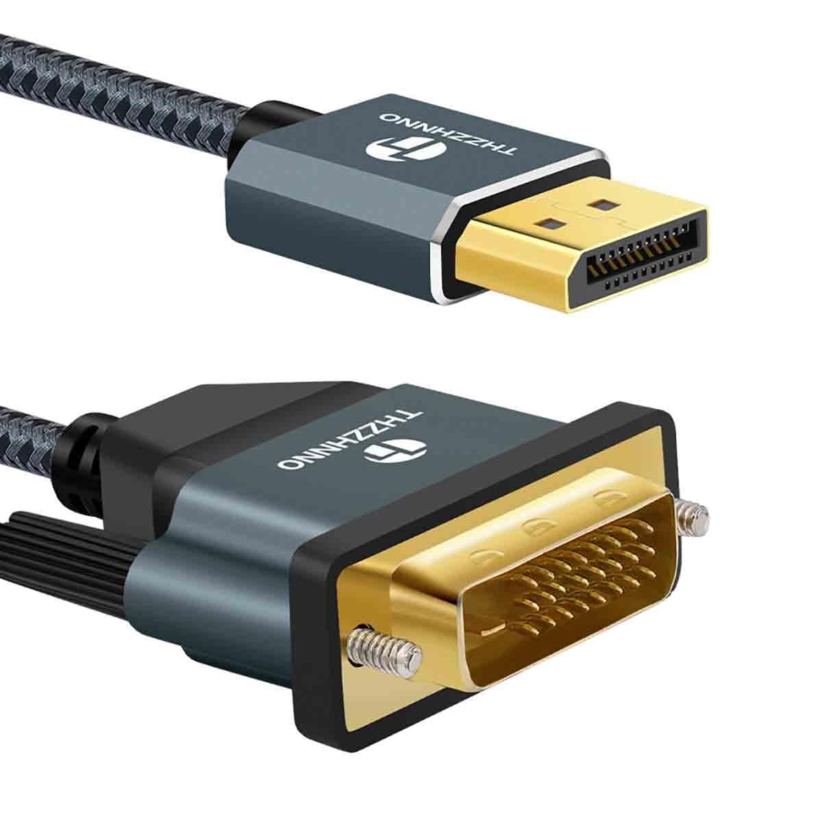 Cavo da DisplayPort a DVI 1M, Placcato Oro Adattatore da Maschio a Maschio in Nylon Intrecciato, 1080P@60Hz Compatibile con Computer, Desktop, Laptop, PC, Monitor, Proiettore