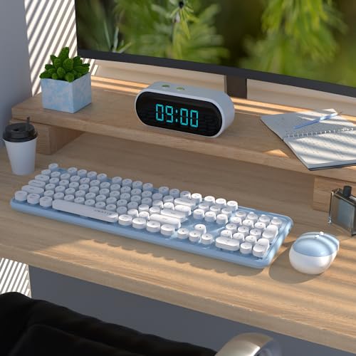 Image of UBOTIE Colorful Wireless Keyboard and Mouse Combo (Blue-White)