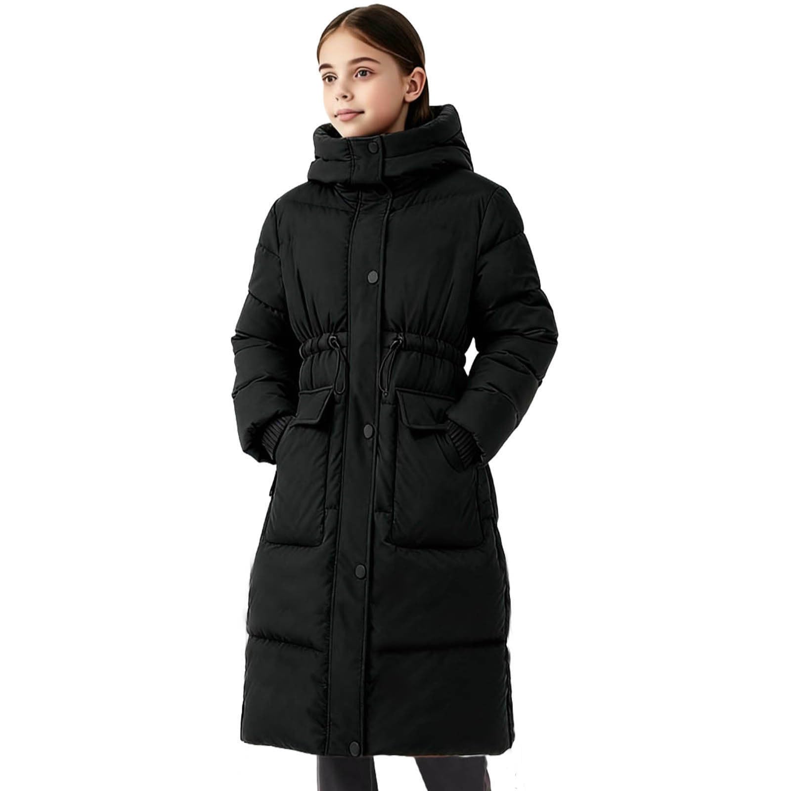 Winterjacke Mädchen Lang Daunenmantel Kinder Warm Steppjacke mit Kapuze Kapuzenjacke Puffer Wintermantel Winter Jacke Kinderjacken Winddicht Daunenjacke Outdoor Mäntel Parka 2-15 Jahre
