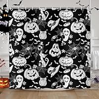 Tenda Da Doccia Halloween 180x200 Cm - Tema Horror Ragnatele, Impermeabile E Lavabile