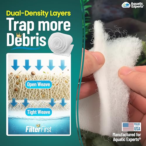 Image of Aquatic Experts Aquarium Filter Floss for Fish Tank Filters - FilterFirst Aquarium Filter Pad - Media Roll for Crystal Clear Water, 12 inch x 72 inch by to Thick