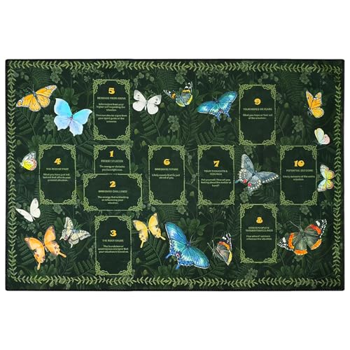 Knana Altar Cloth Butterfly Tarot Mat Velvet Tarot Cloth for Reading with Celtic Cross Pattern