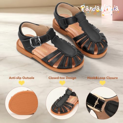 Image of PANDNAINJIA Toddler Girls Sandals T-Strap Dress Summer Shoes