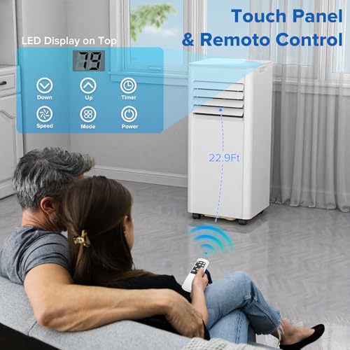 Image of 8000 BTU Portable Air Conditioner, 3-in-1 Portable AC Unit Cools Up to 350 Sq. Ft., Quiet AC with Remote, LED Display, Window Kit for Bedroom /Home /Dorm /Office, White