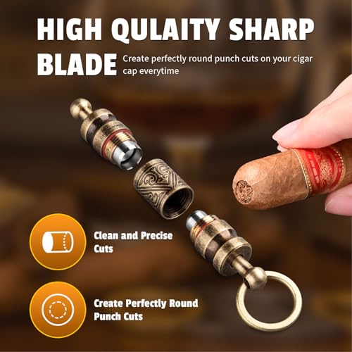 Cigar Drill Vintage Size Double Blade Adjustable Cigar Punch(Gold),Gifts for Men - Image 3