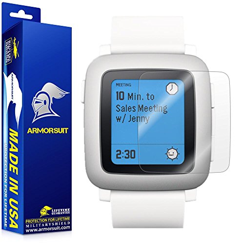 ArmorSuit 6 Pack MilitaryShield for Pebble Time Screen Protector Full Coverage HD Clear Anti-Bubble Film - Made in USA