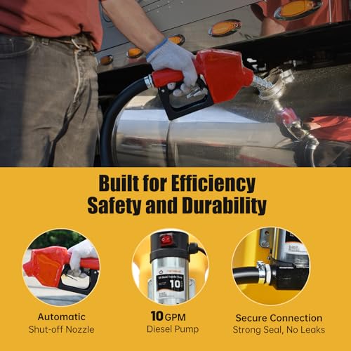 Image of FMCNMech 32 Gallon Diesel Transfer Tank with 12V Electric Pump, 10 GPM Flow, Portable Diesel Fuel Caddy with Auto Shut-off Nozzle & Wheels, Heavy-Duty Diesel Tank for Trucks, Tractors and Construction Equipment