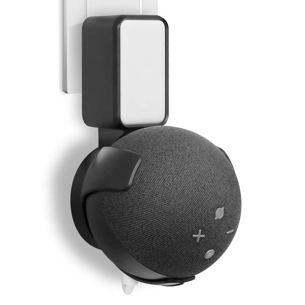 Wall Mount for Amazon Alexa Echo Dot 4th Generation, Proudbird Echo Dot 4 Holder Smart Speaker Accessories, Space-Saving, Cable Management Without Screws (Echo Dot Not Included)[1 Pack, Black]