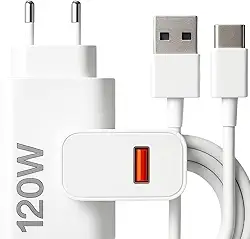 Carregador Super Turbo 120W Tipo C (USB-A) + Cabo USB-C de 1m, Compatível com Iphone,Android, Tablets, Notebooks Ultra Rapido Premium